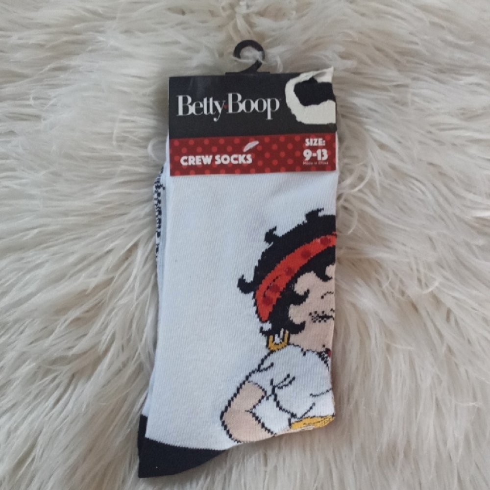 Betty Boop White Casual Socks Cartoon Design